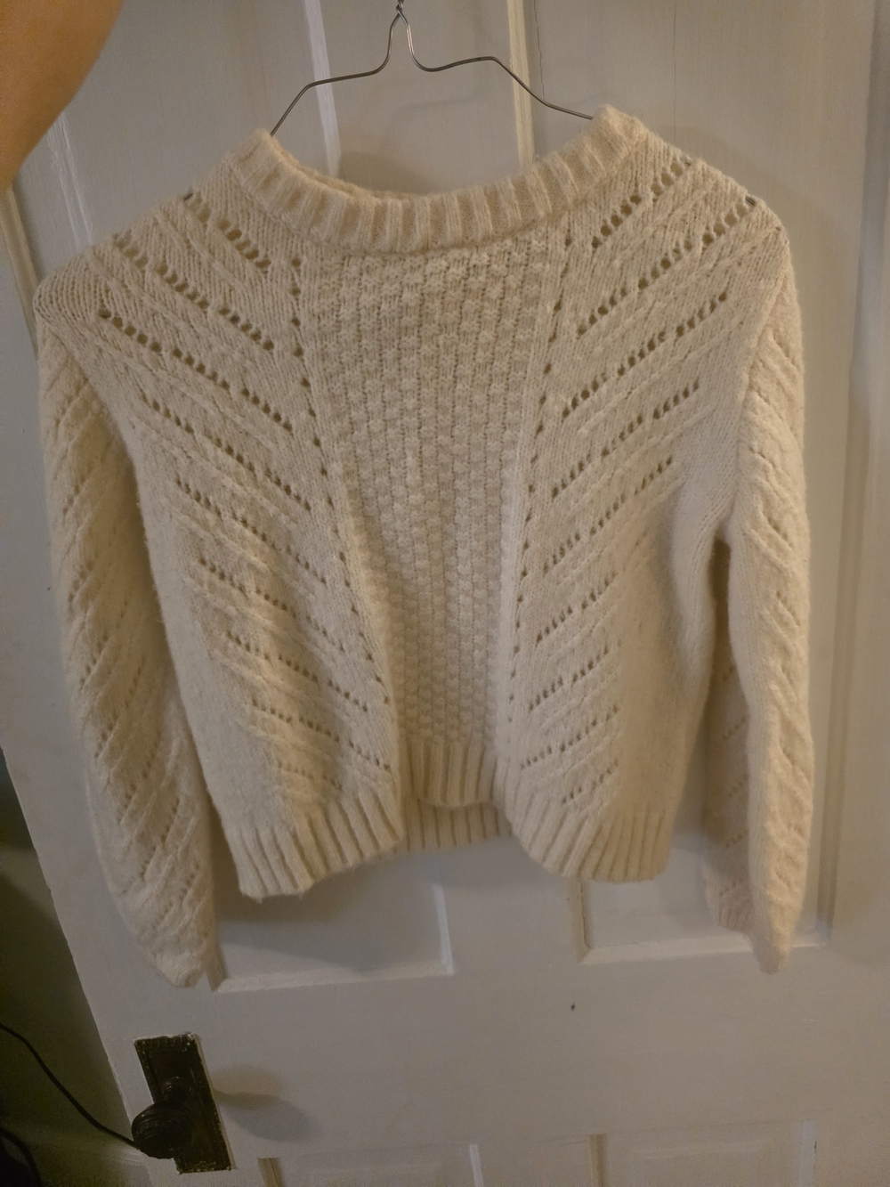 Elodie Cream Openwork Crewneck Sweater